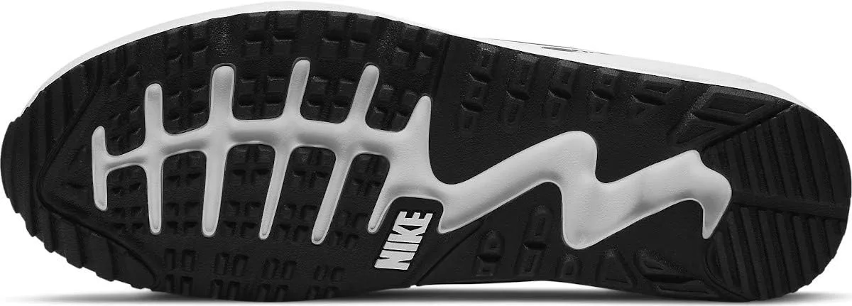 Мужские кожаные гимнастические кроссовки Nike Air Max 90, белый/черный — фото 4