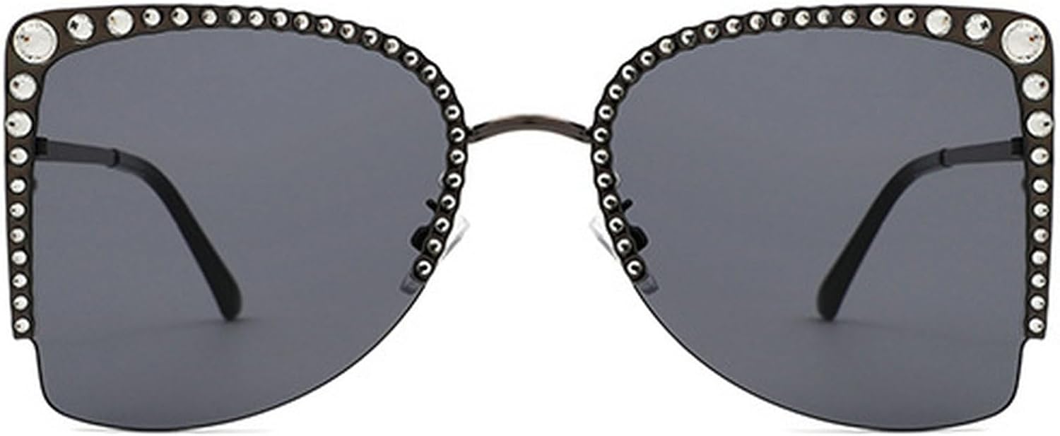 

Крупные солнцезащитные очки «кошачий глаз» со стразами для женщин, роскошные винтажные очки в металлической оправе, модные женские очки с бриллиантами, защита от ультрафиолета UV400 mincl, Black