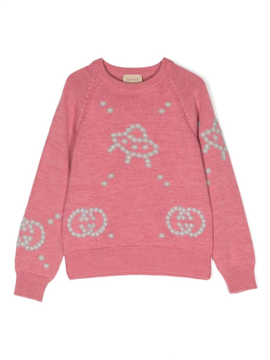 

Gucci Kids шерстяной джемпер вязки интарсия, розовый