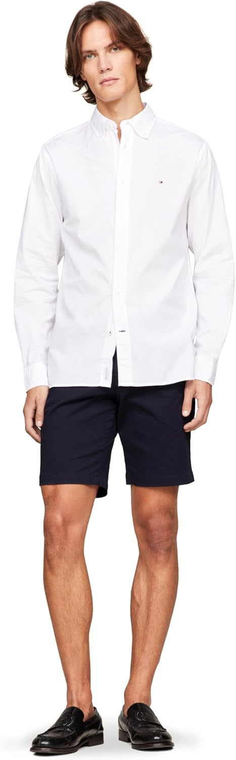 Мужские рубашки Tommy Hilfiger Poplin с длинным рукавом, классического кроя, застегивающиеся на пуговицы, также доступны в размерах для больших и высоких размеров., White — фото 3