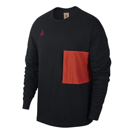 

Футболка men's acg casual sports pullover long sleeves black t-shirt 'black habanero red' Nike, черный
