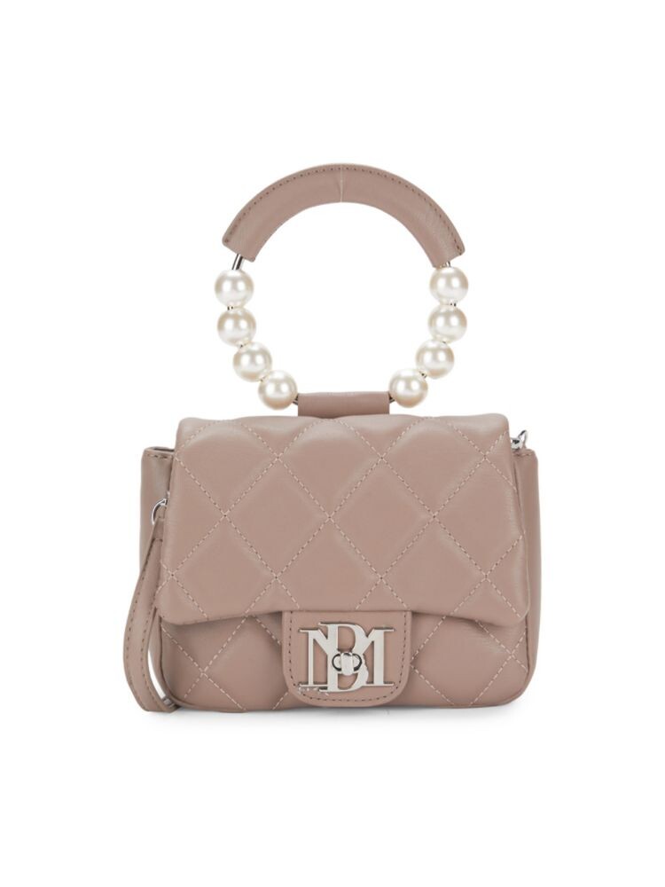 

Миниатюрная сумка с ручкой сверху, украшенной искусственным жемчугом Badgley Mischka, тауп