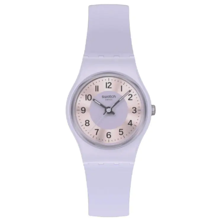 

SWATCH Часы Original Collection Quartz Movement Women's Watch Watch 25mm Purple Watch Dial Plastic Watch Case Silicone Strap, Purple Watch Dial