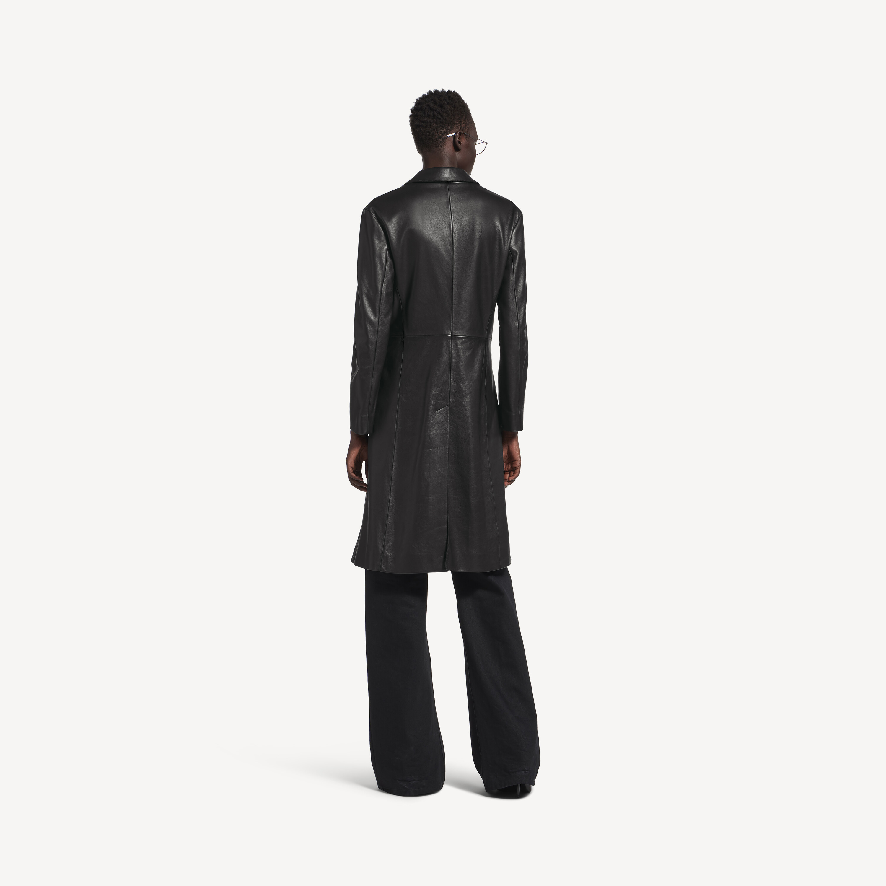 Женское приталенное пальто черного цвета BALENCIAGA, черный — фото 3