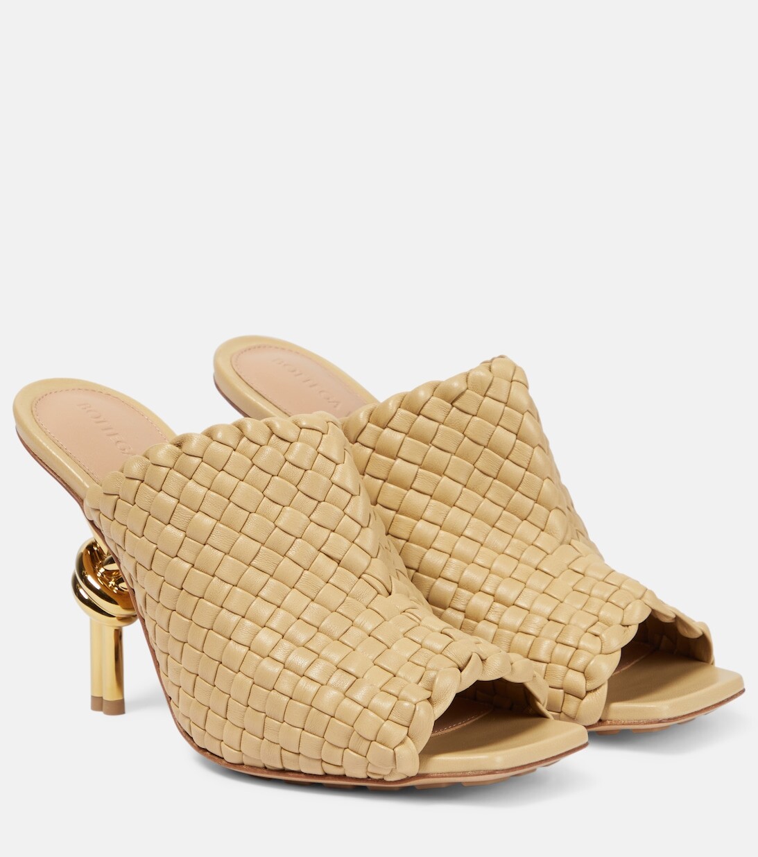 Кожаные мюли с узлом Bottega Veneta, бежевый