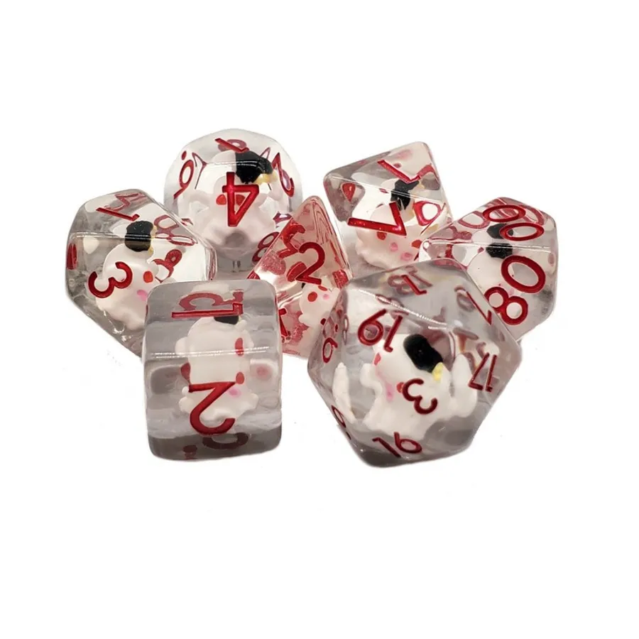 

Poly Set Ghost — белый с красным (7), Acrylic-Resin Dice - Infused