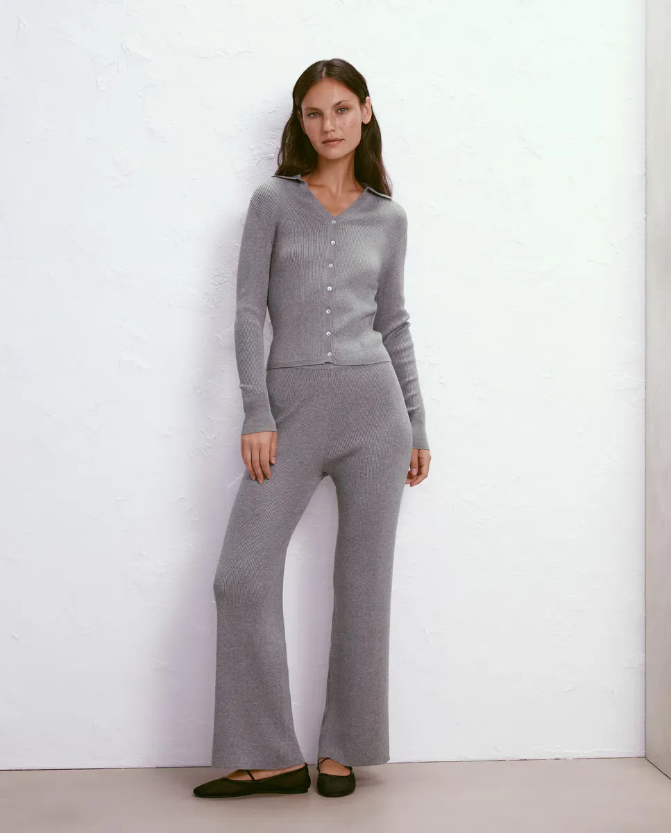 

Женские широкие трикотажные брюки в рубчик Easy Wear, серый