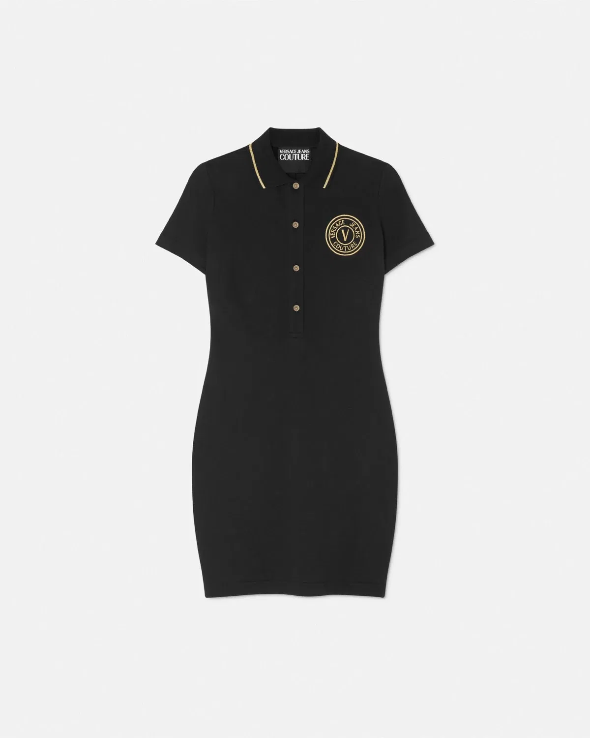 Поло-платье миди с эмблемой V VERSACE, черный