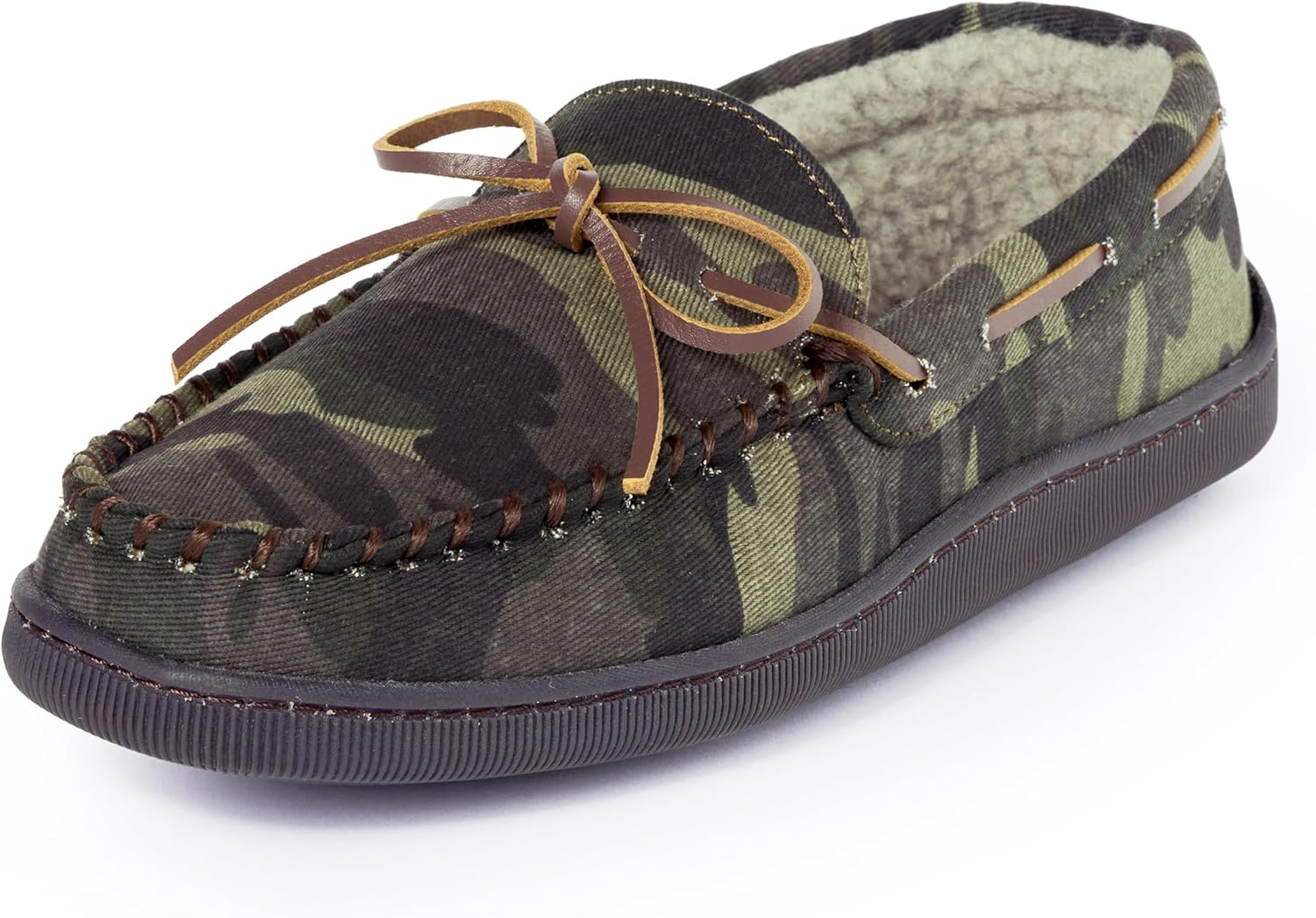 

Мужские тапочки Minnetonka с плюшевой подкладкой и жесткой подошвой, зеленый