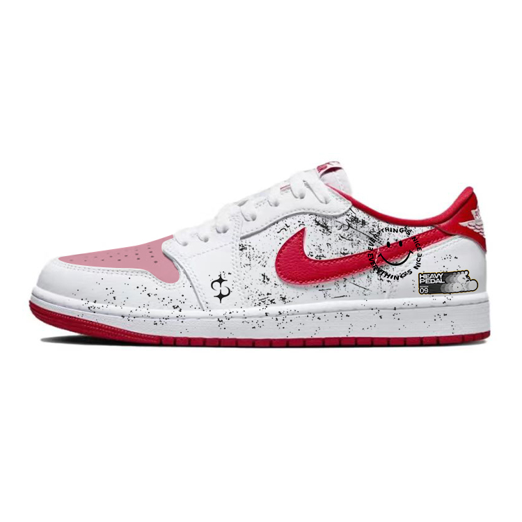 

Кроссовки Air Jordan 1 Vintage Basketball Shoes Unisex Low-top White/red, красный