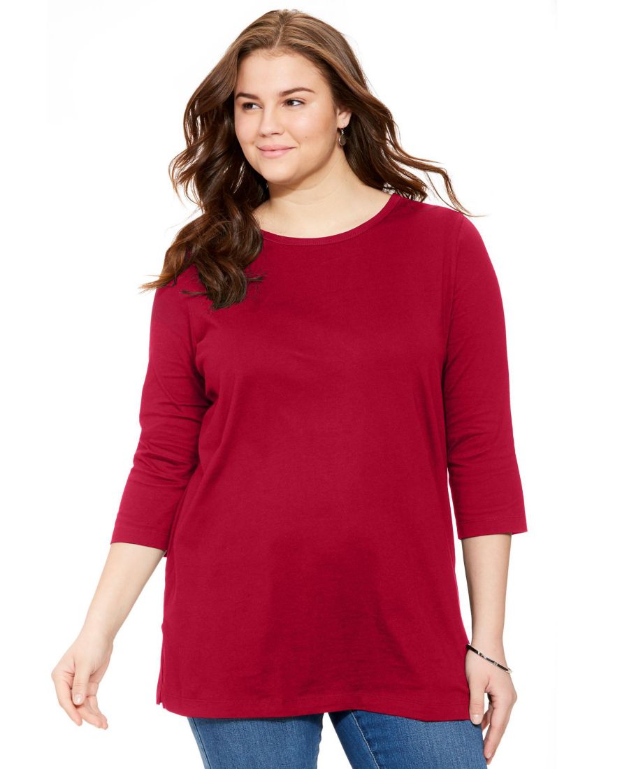 

Женская туника Within Perfect с рукавами три четверти и вырезом-лодочкой Woman Within, Classic red