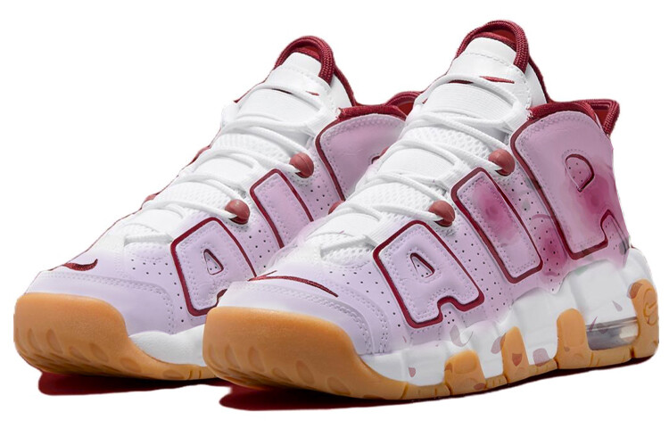 

Кроссовки Nike Air More Uptempo Vintage Basketball Shoes Women's Mid-top White/red, розовый