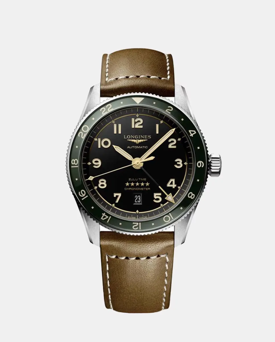 

Longines Spirit L3.812.4.63.2 автоматические мужские часы из бежевой кожи, бежевый