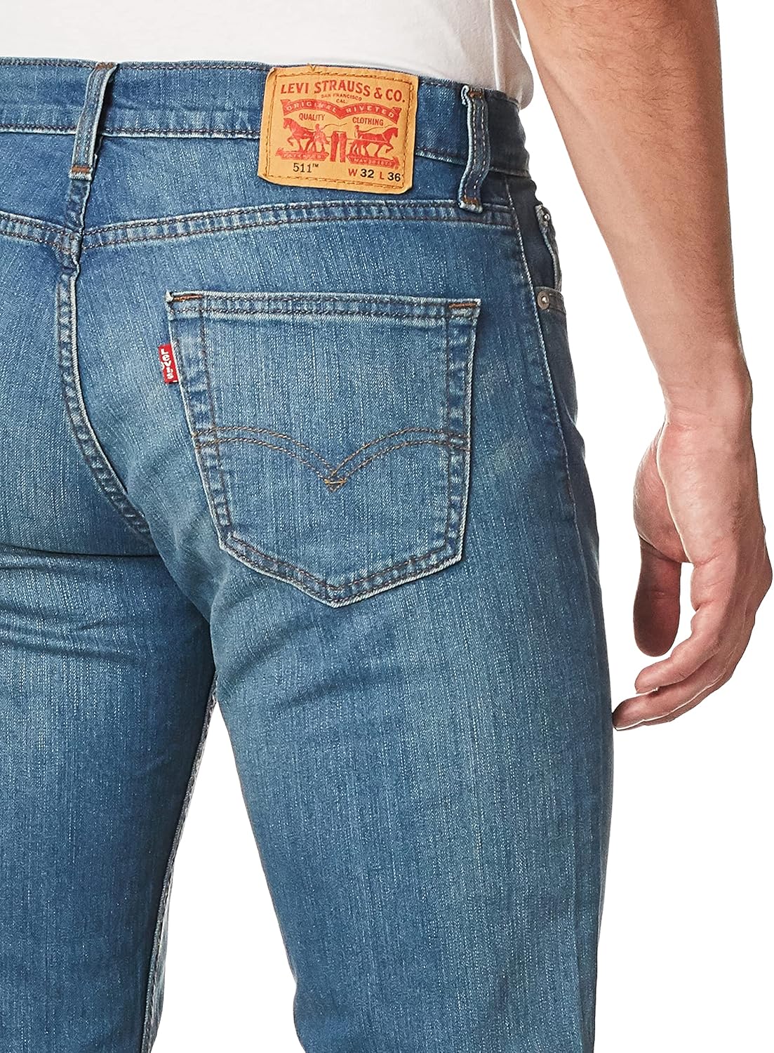 Мужские джинсы Levi's 511 Slim Fit, насыщенный темно-синий с эффектом потертости — фото 2