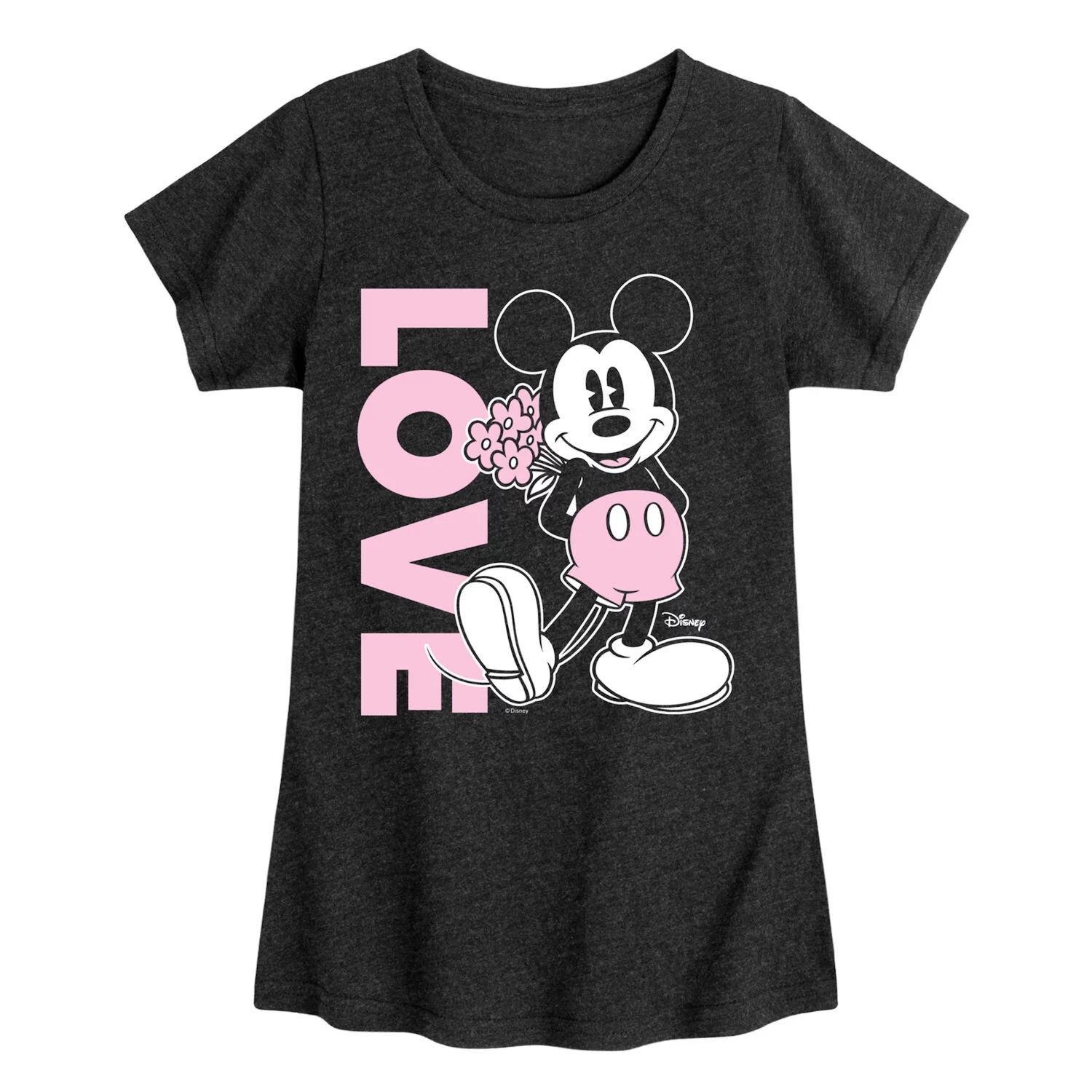 

Футболка с изображением Микки Мауса Disney для девочек 7–16 лет с рисунком Love Licensed Character, черный