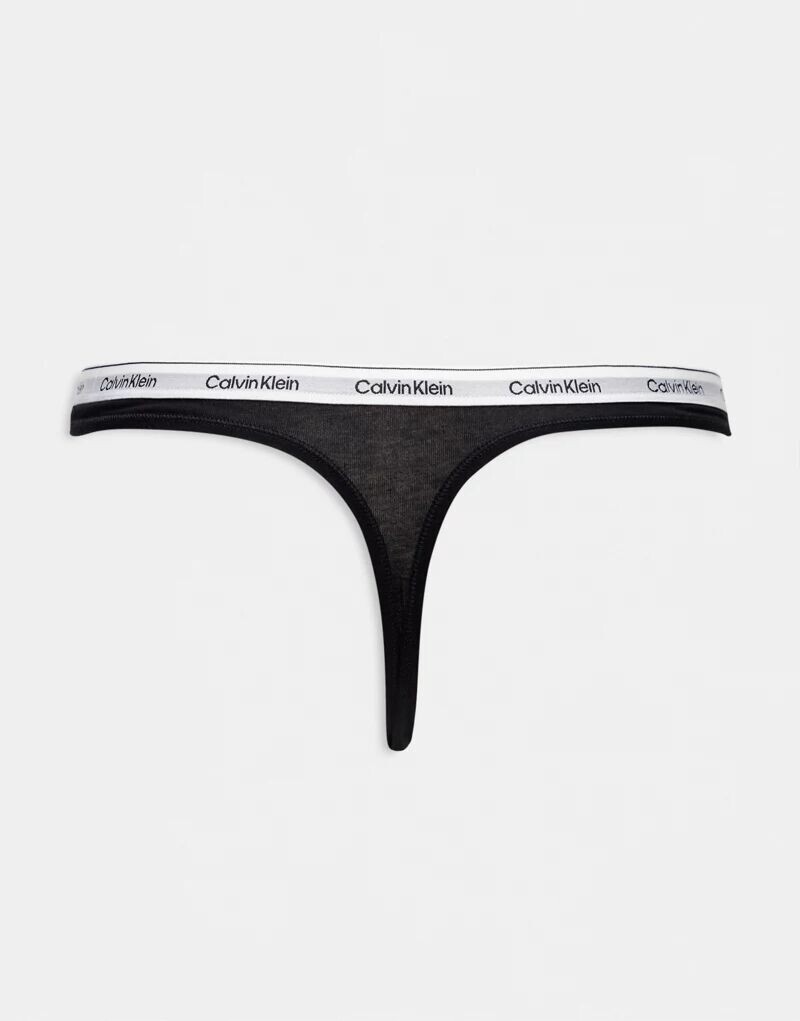 Черные трусы-стринги Calvin Klein Modern Logo (3 шт.) — фото 2
