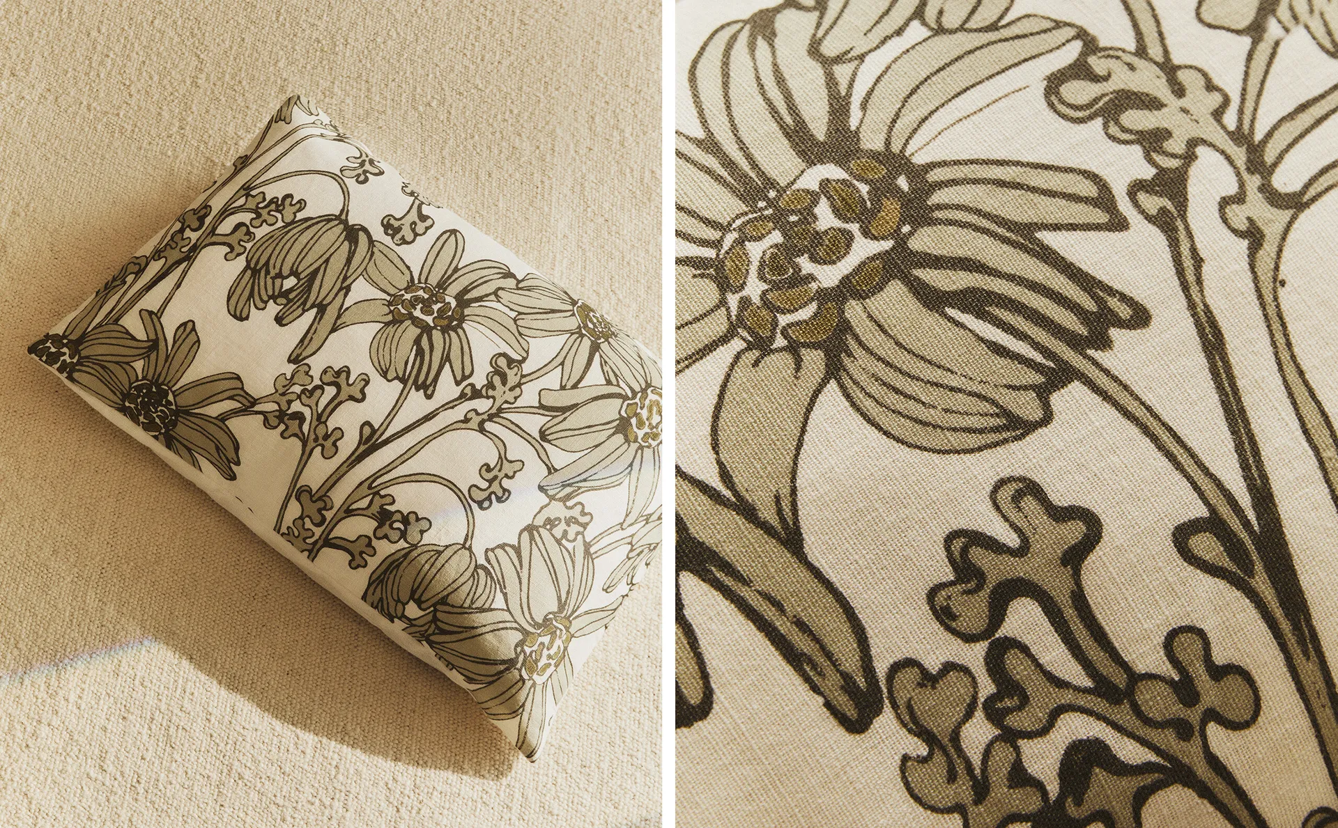 

Чехол на подушку с цветочным принтом Zara Home, экрю