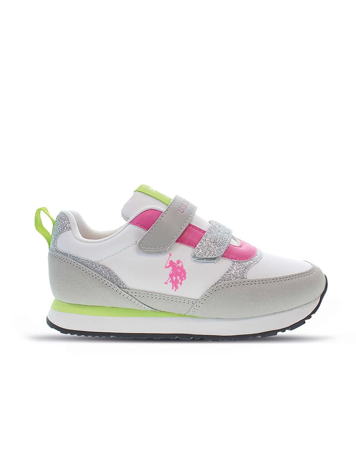 

Кроссовки на шнуровке U.S. Polo Assn., цвет grau/weiß/pink