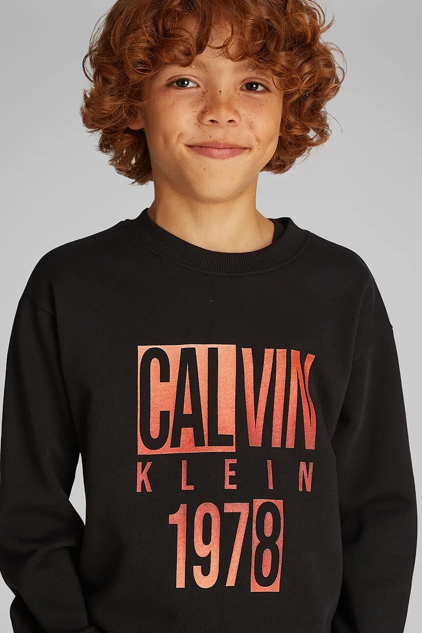 

Детская хлопковая толстовка Calvin Klein Jeans, черный