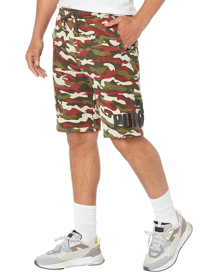 

Шорты PUMA Big & Tall Camo All Over Print Fleece Shorts, цвет Forest Night