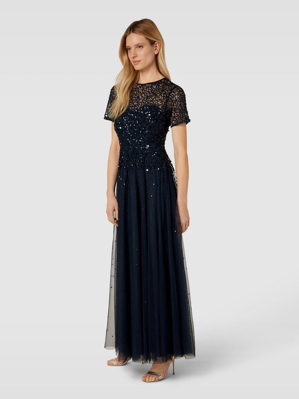

Вечернее платье с отделкой пайетками LACE & BEADS, темно-синий