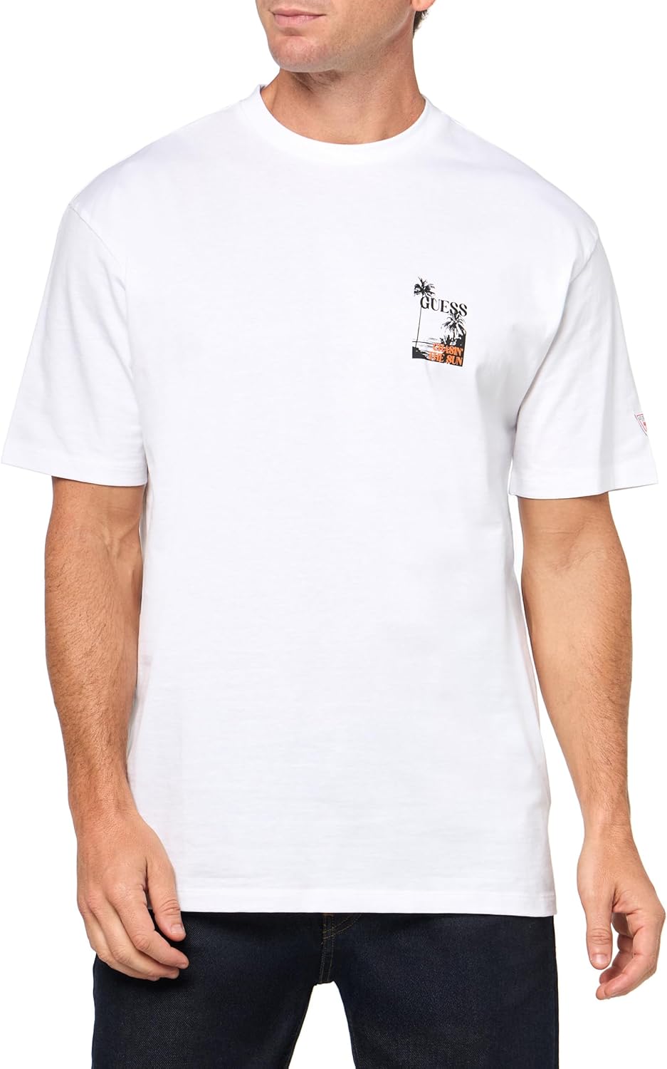 

Мужская футболка GUESS Eco Sunset с коротким рукавом, Pure White, Белый, Мужская футболка GUESS Eco Sunset с коротким рукавом, Pure White