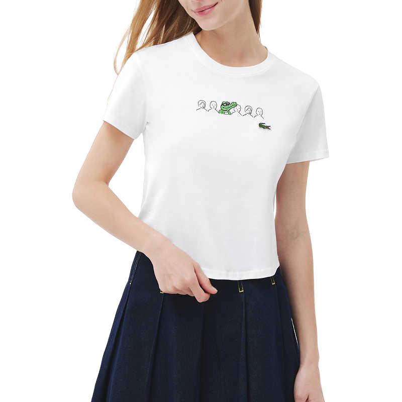Футболка Lacoste Women's, белая, с логотипом — фото 3