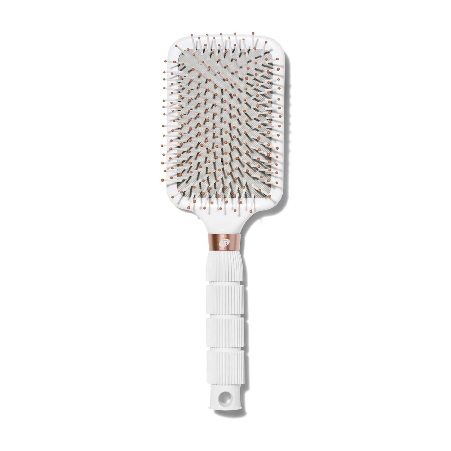Расческа-щетка T3 Smooth Paddle Brush | Мягкий корпус и широкое плоское основание для бережной укладки | Термостойкие щетинки, White/Rose Gold
