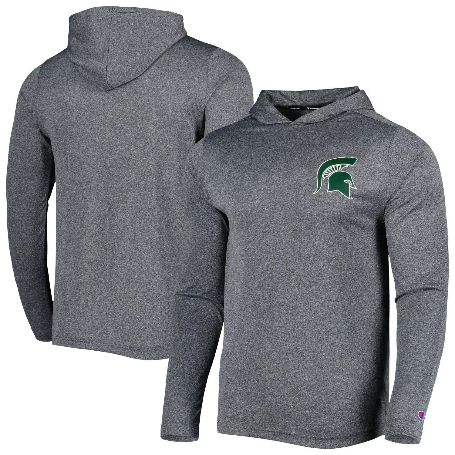 

Мужская серая футболка с капюшоном и длинными рукавами Champion Michigan State Spartans, Серый, Мужская серая футболка с капюшоном и длинными рукавами Champion Michigan State Spartans