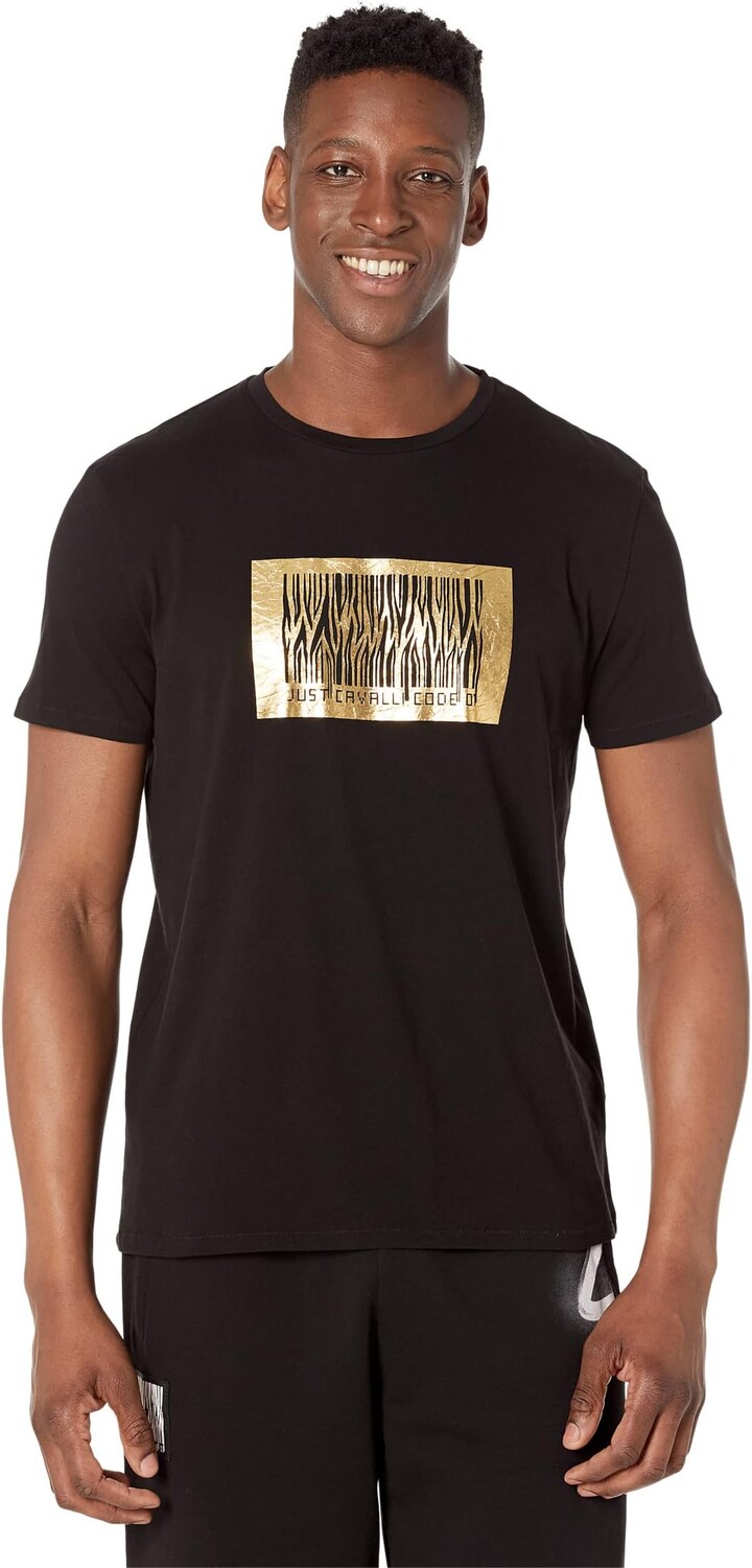 

Футболка Just Cavalli Queens T-Shirt with "Just Code" Foil Logo, черный