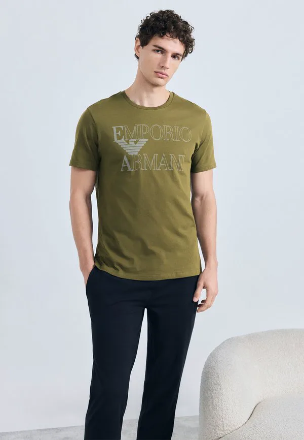 Пижамная футболка с круглым вырезом Emporio Armani, Olive — фото 2
