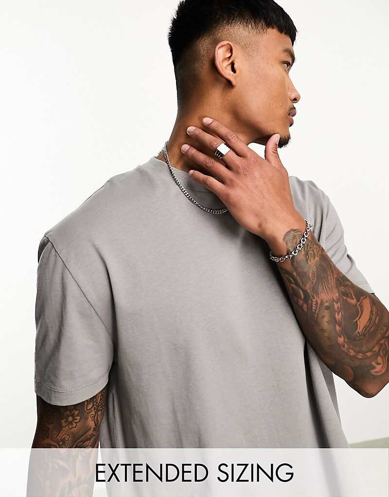 

ASOS DESIGN – Essential – серая футболка свободного кроя с круглым вырезом