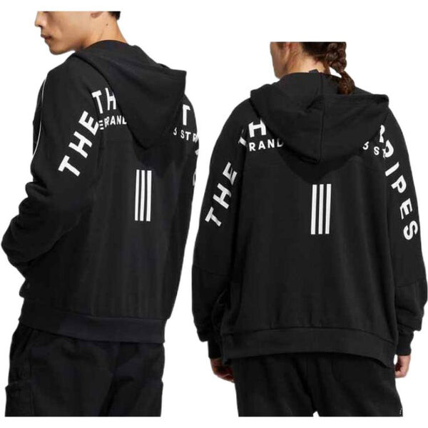 Толстовка Adidas Word SWT Full-Zip Hoodie 'Black', черный — фото 3