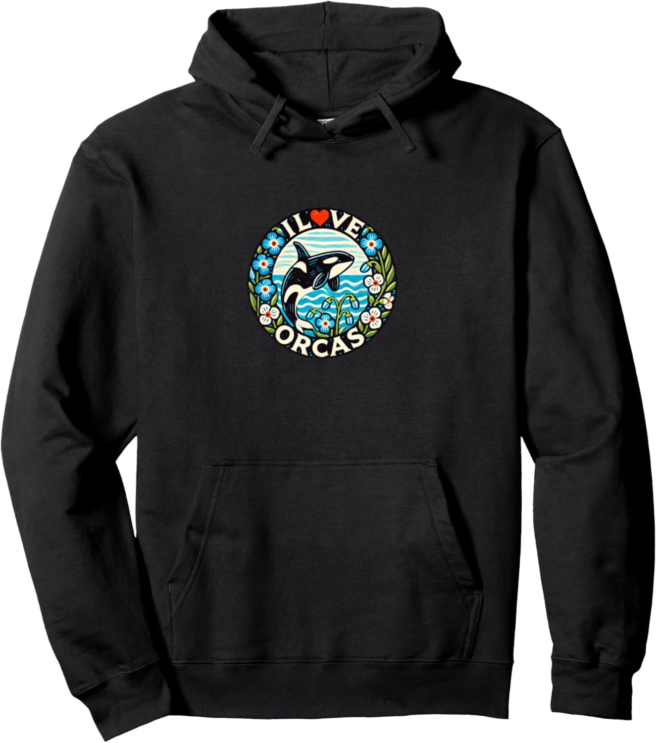 

Худи с рисунком «Я люблю косаток» и изображением любителя косаток Vintage Oceans Loves Bubb, черный