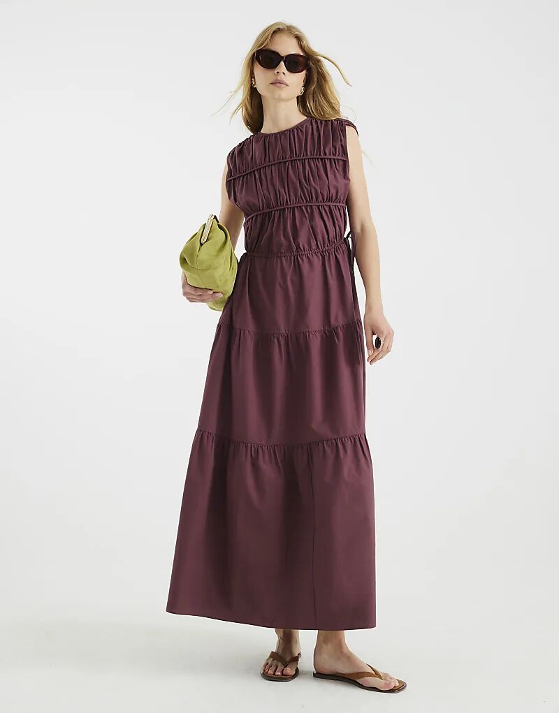 

Длинное платье River Island с завязками и ярусами, тёмно-фиолетового цвета