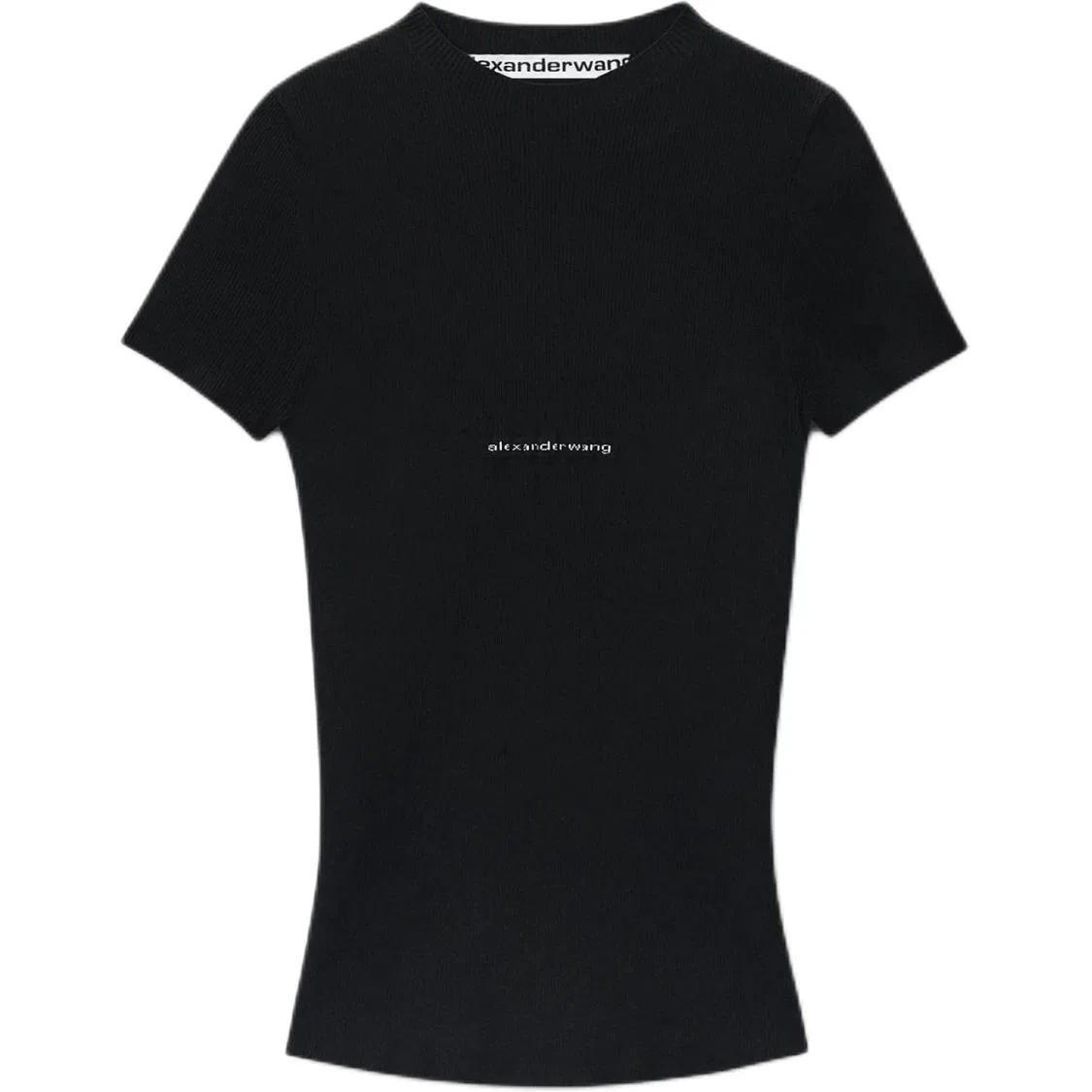 Топ с коротким рукавом рибана Alexander Wang, Black