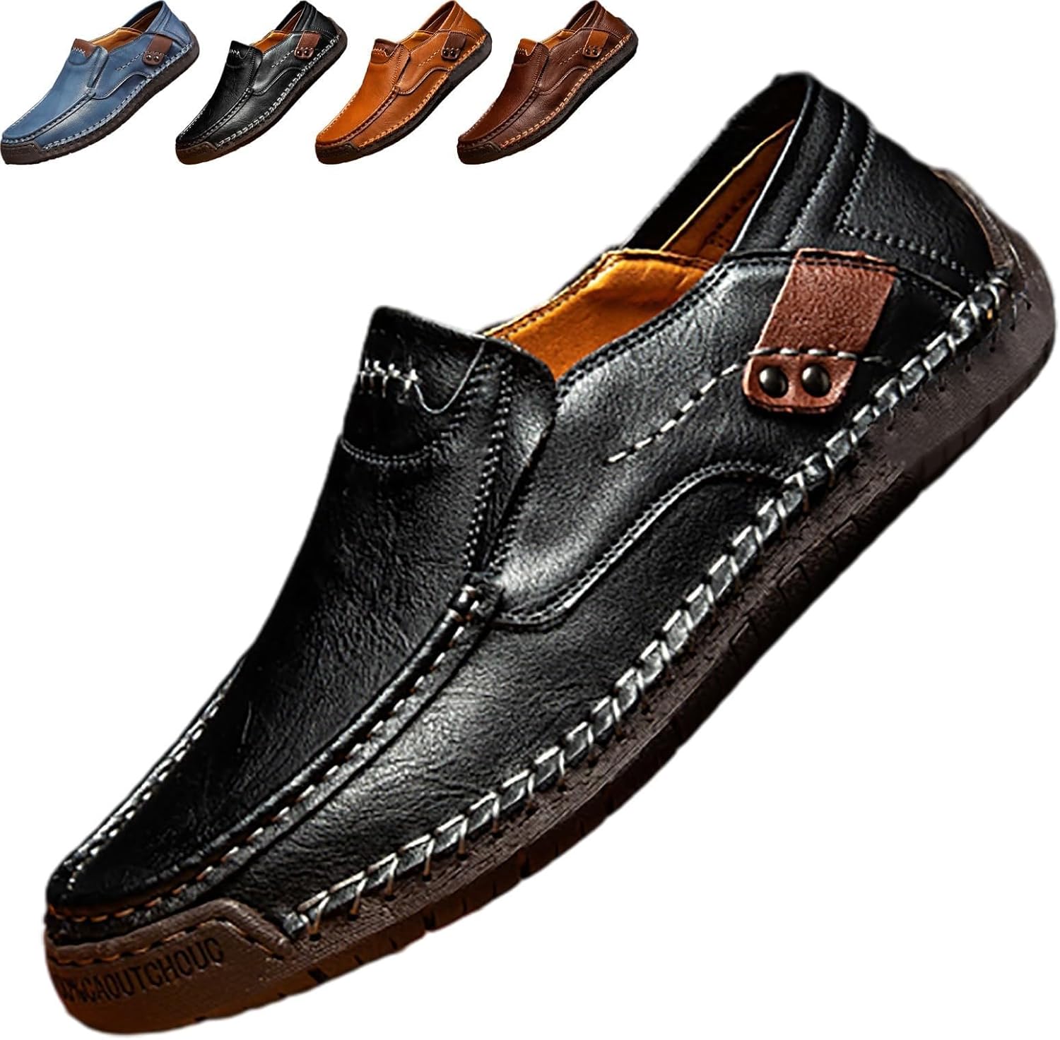 

Мужские ортопедические прогулочные туфли для мужчин, комфортные, водонепроницаемые, модные кожаные лоферы Generic, черный