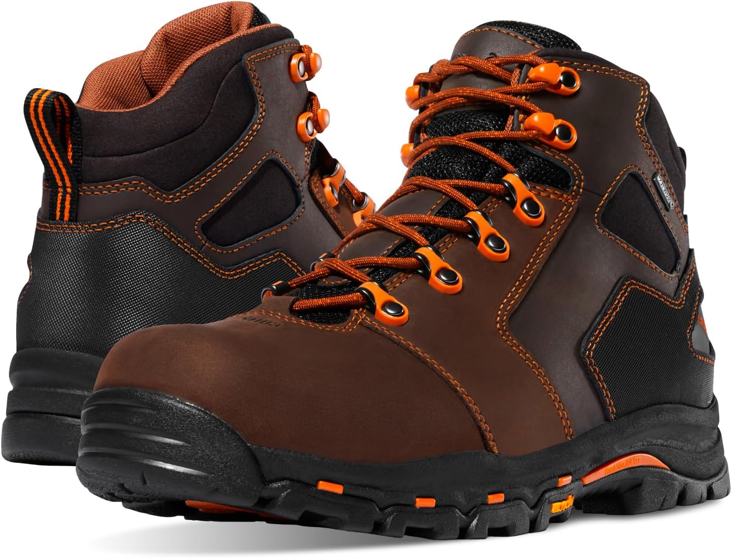 

Мужские ботинки Danner Vicious 4,5 водонепроницаемые - из кожи полного зерна с дышащей подкладкой Gore-Tex, системой быстрого шнурования и противоскользящей подошвой с каблуком, оранжевый/коричневый