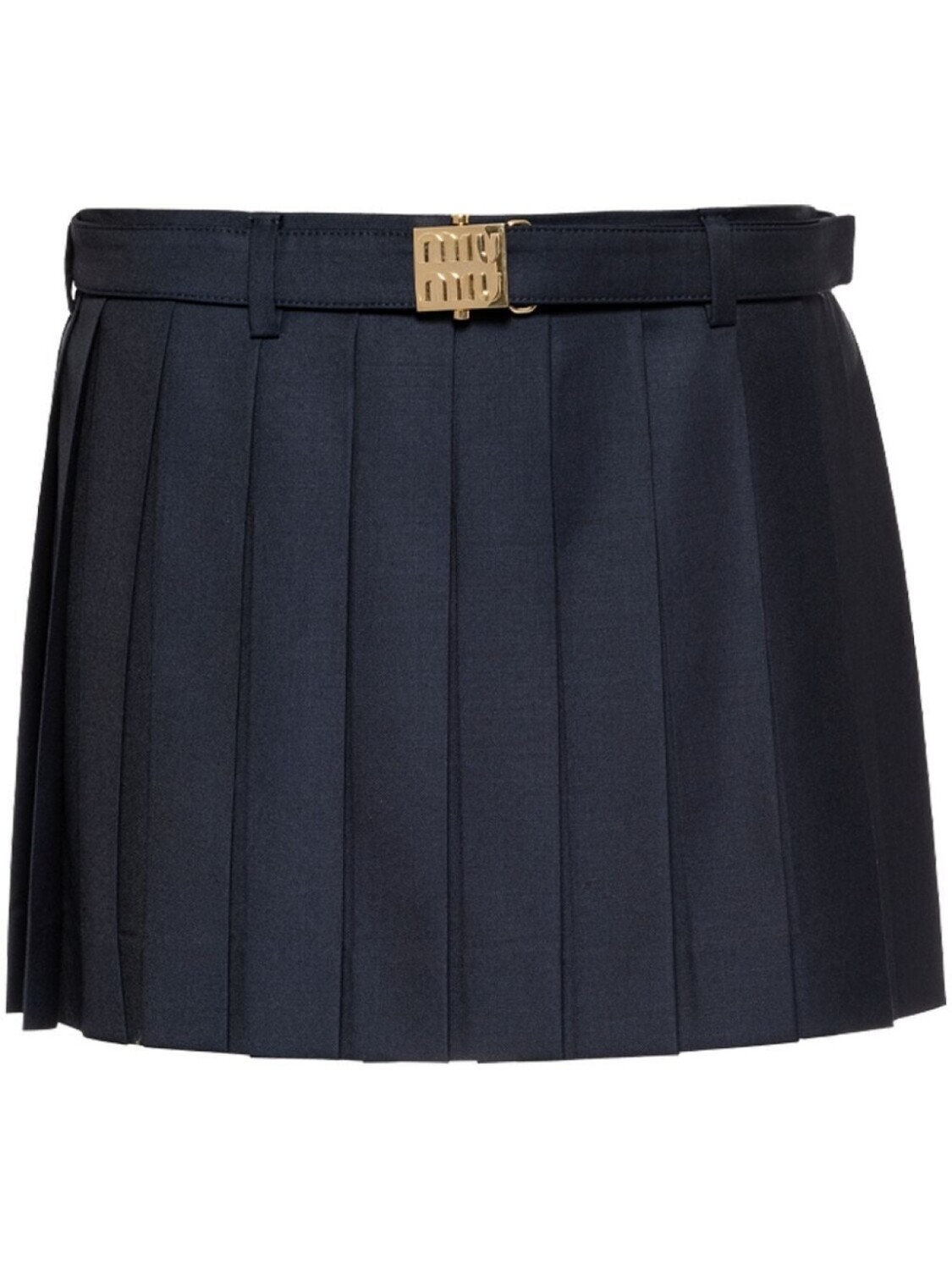 

Юбка мини с поясом и складками Miu Miu, синий