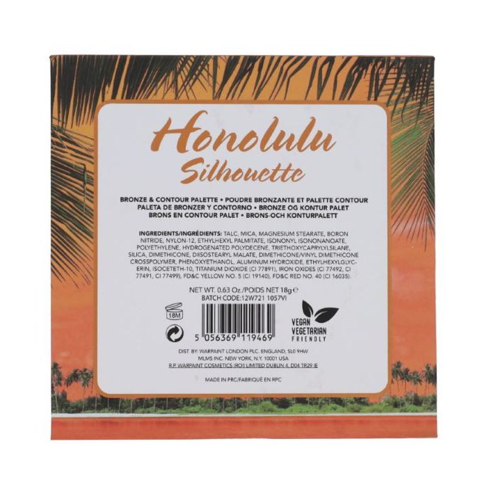 

Бронзер для лица Paleta de bronceadores y contorno Honolulu Silhouette W7, Multicolor