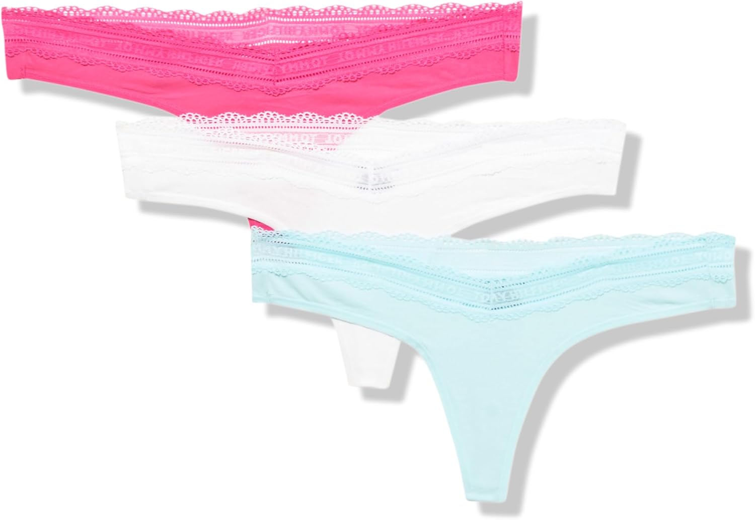 

Женские стринги Tommy Hilfiger из хлопка с V-образным вырезом и кружевной отделкой, комплект из 3 пар, Fuchsia Purple/Bright White/Clearwater