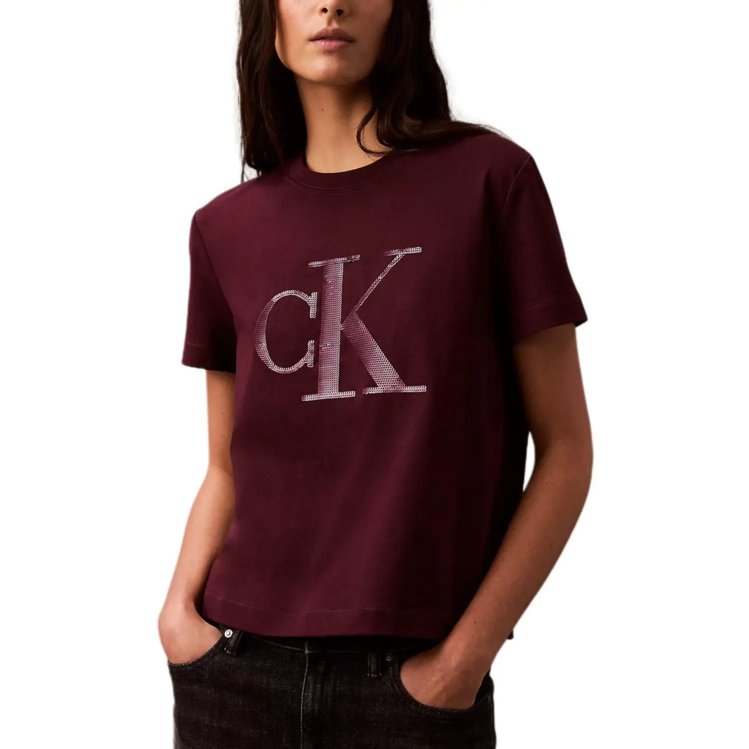 Calvin Klein Футболка женская темно-красная — фото 3