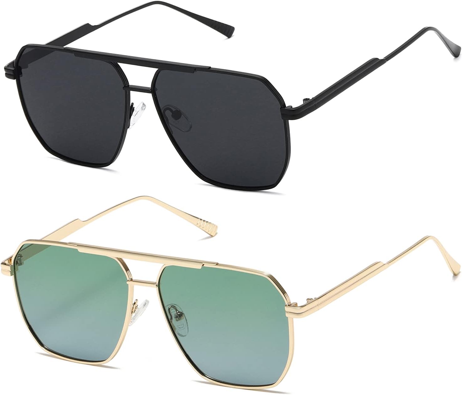 

Солнцезащитные очки Kimorn с поляризацией, женские и мужские, ретро, ​​большие, квадратные, винтажные, классические, большие, металлические, модель K1221, Black Grey&gold Gradient Green