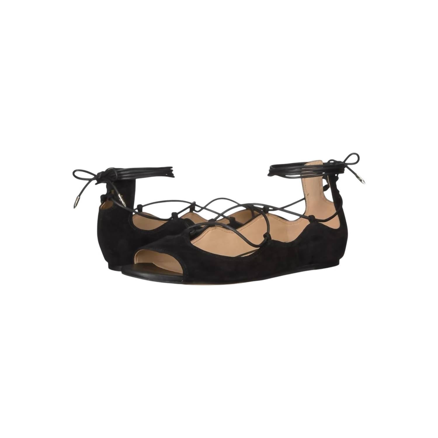 Женские сандалии Barbara Lace Up Suede Flats из черной замши Sam Edelman