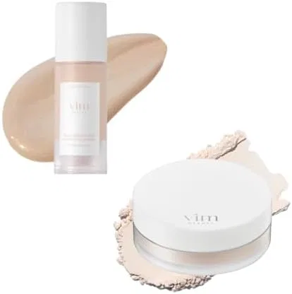 Набор для макияжа: праймер и пудра Vim Beauty, праймер жемчужно-розовый 30 мл, пудра 6 г
