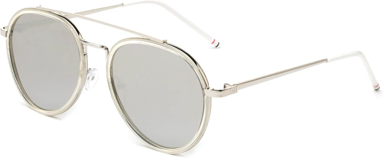 

«Bound» — современные солнцезащитные очки в геометрическом круглом стиле от знаменитостей, модные для женщин и мужчин Newbee Fashion Sunglasses, Clear/Mirror