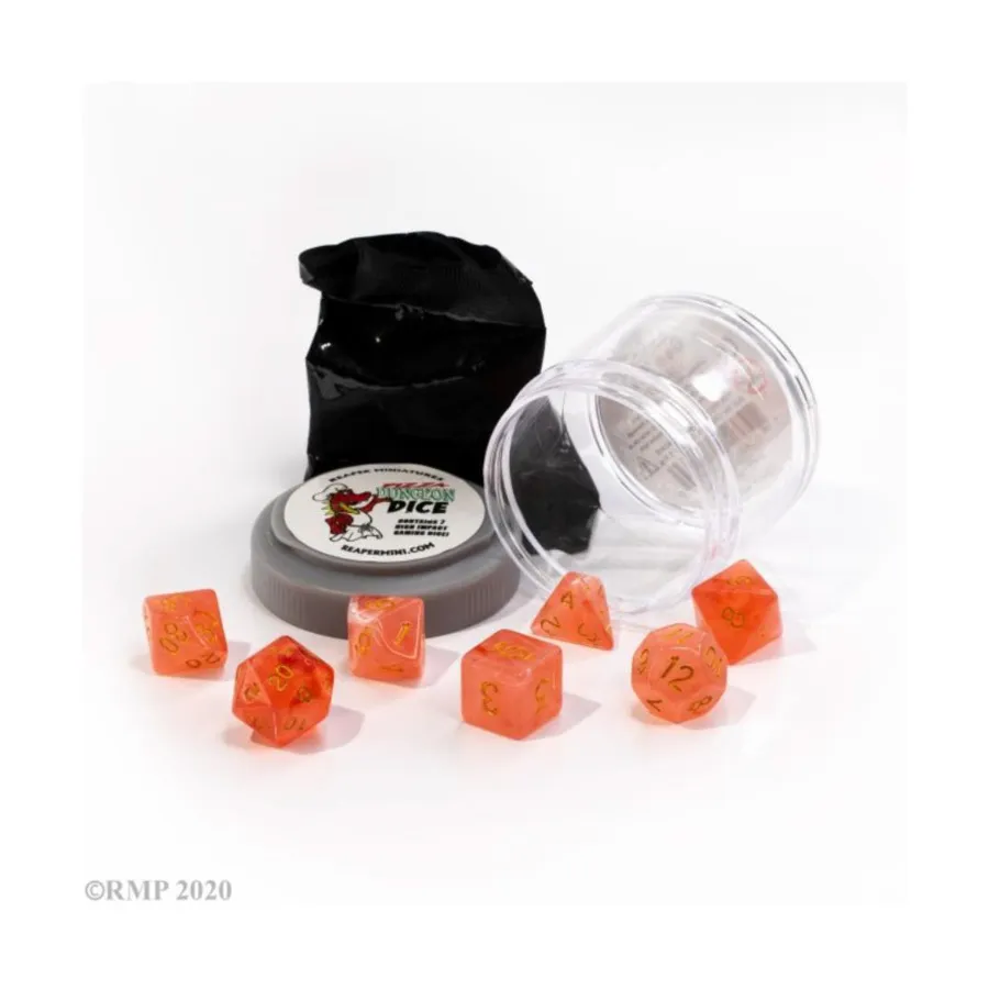 

Набор счастливых кубиков — красный драгоценный камень (7), Pizza Dungeon Dice