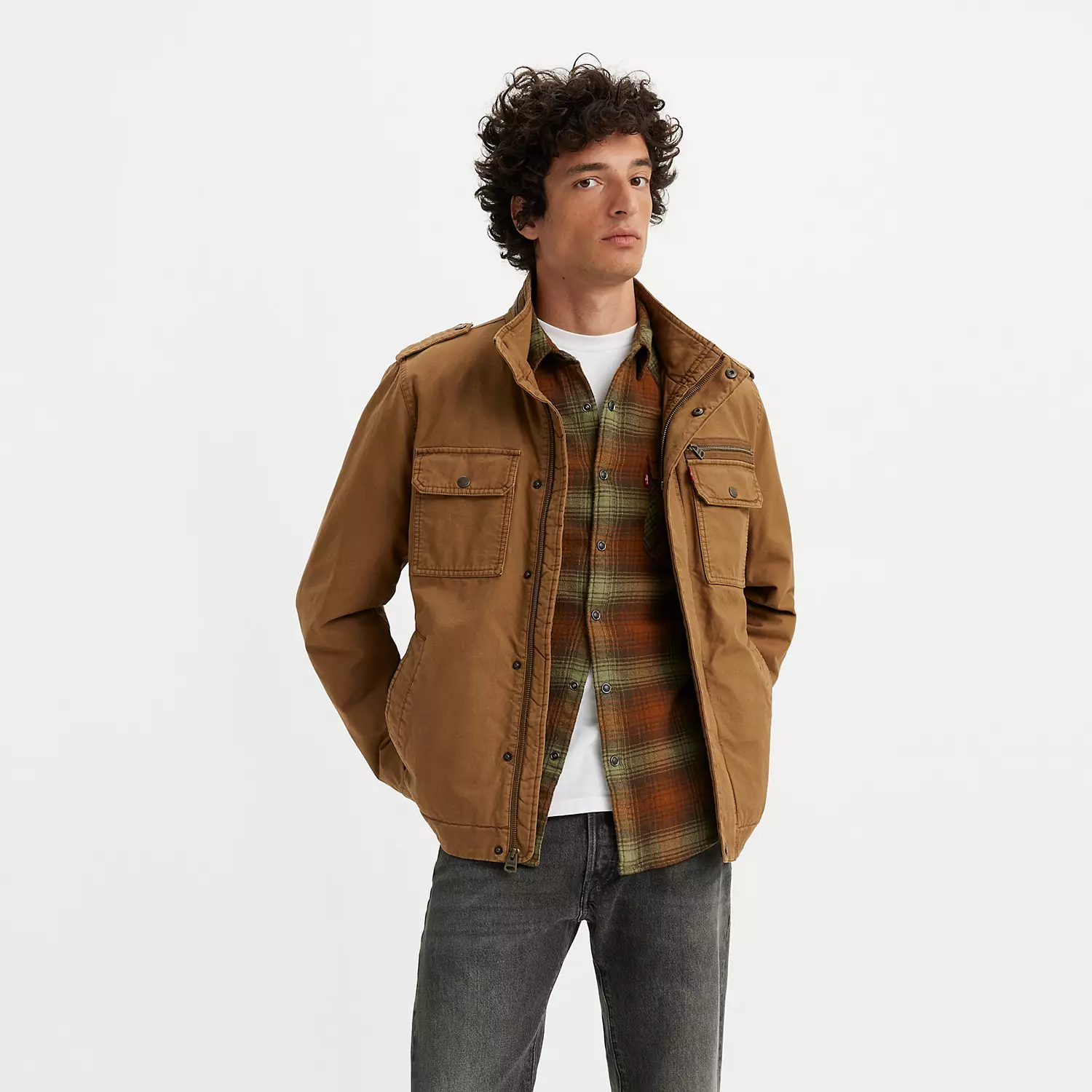 

Хлопковая куртка в стиле милитари Levi's, Хаки, Хлопковая куртка в стиле милитари Levi's