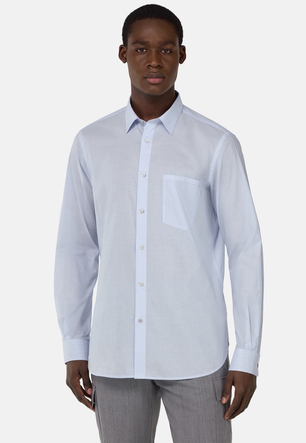 

Рубашка REGULAR STRIPED POPLIN Boggi Milano, светло-голубой