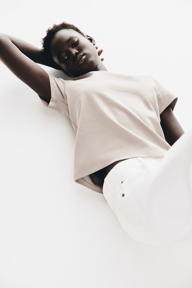 

Хлопковая футболка H&M, бежевый
